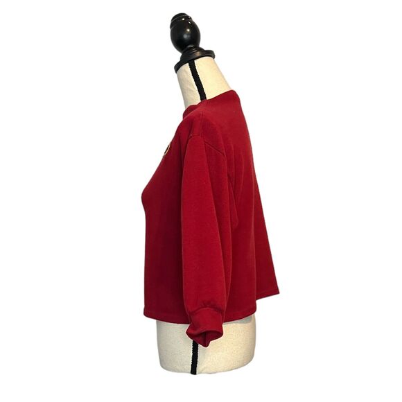 Women's Artic Besr Crop Sweatshirt Balloon Sleeves Mock Neck Red Size 6 - Picture 3 of 6